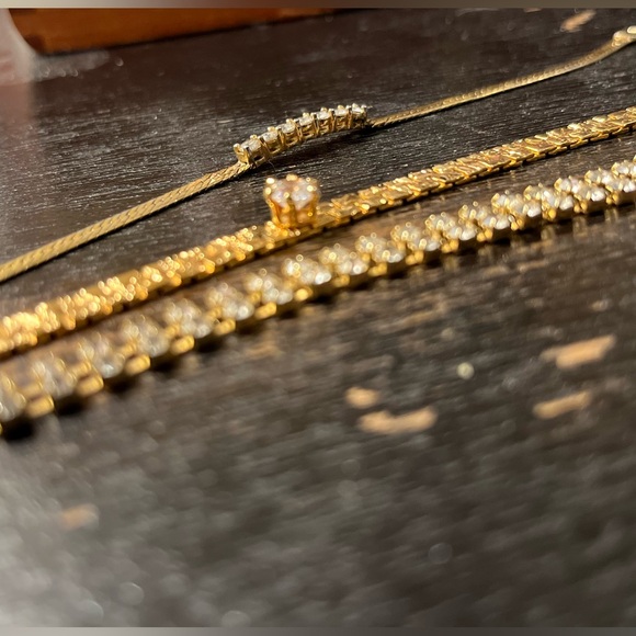 Vintage 3 Bracelet Bundle 💛 Beautiful Shiny Gold & Diamond Look - Picture 7 of 9